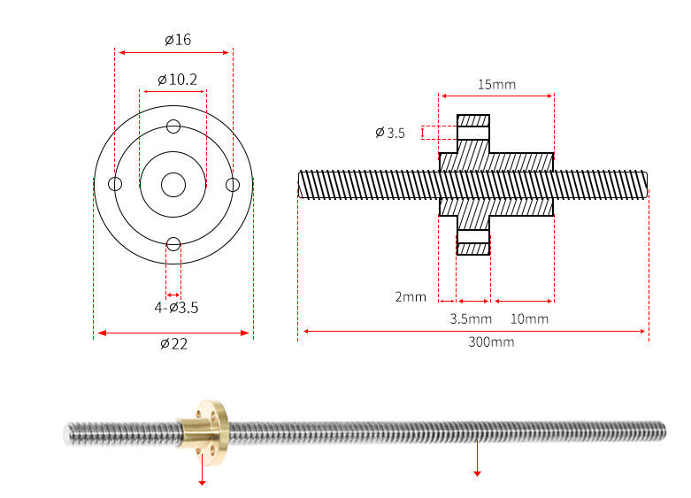 3D Printer Accessories T-shaped Trapezoid Screw